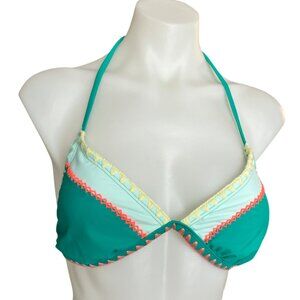 Hobie size L Juniors Swim Bikini Top Green Triangle Large